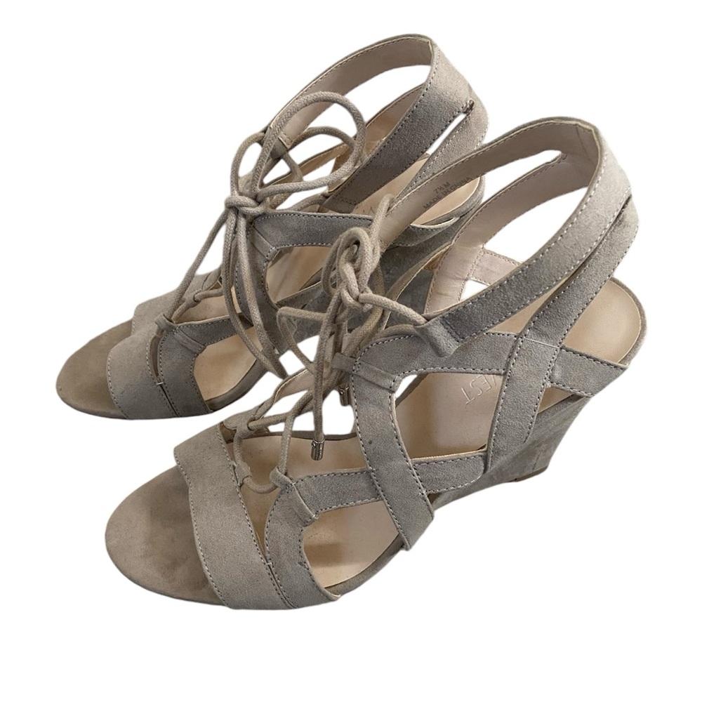 Nine West Lace Up Open Toe Wedge Sandal
